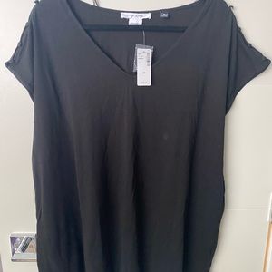 NEW w tag Black shirt with buttons along shoulders